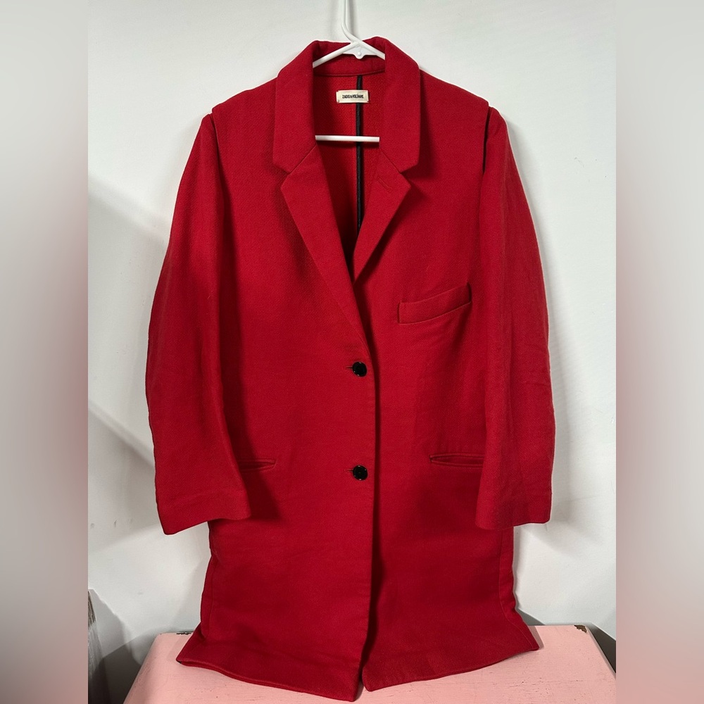 Zadig & Voltaire Marla Coat 36 Small Red Peacoat Jacket Academia Prep Capsule
